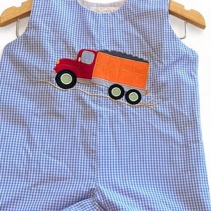 Sir John By Rosalina Truck Appliqué Gingham Jon Jon